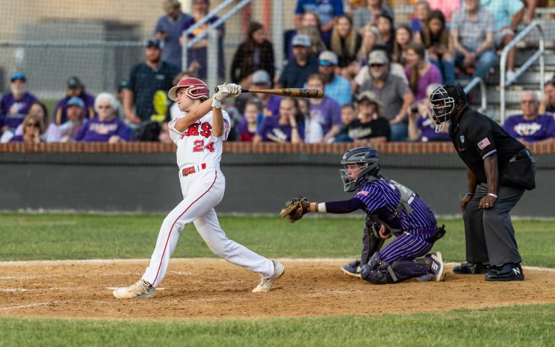 Lafayette pitcher Hyatt Richardson hits a home run against Union County during Saturday's Region 3-1A final. (JACK HOWDESHELL/Special to the Reporter)