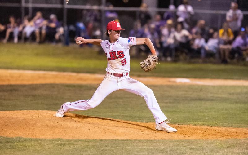 Lafayette pitcher Garrett Taylor throws to the plate against Union County during Saturday's Region 3-1A final. (JACK HOWDESHELL/Special to the Reporter)