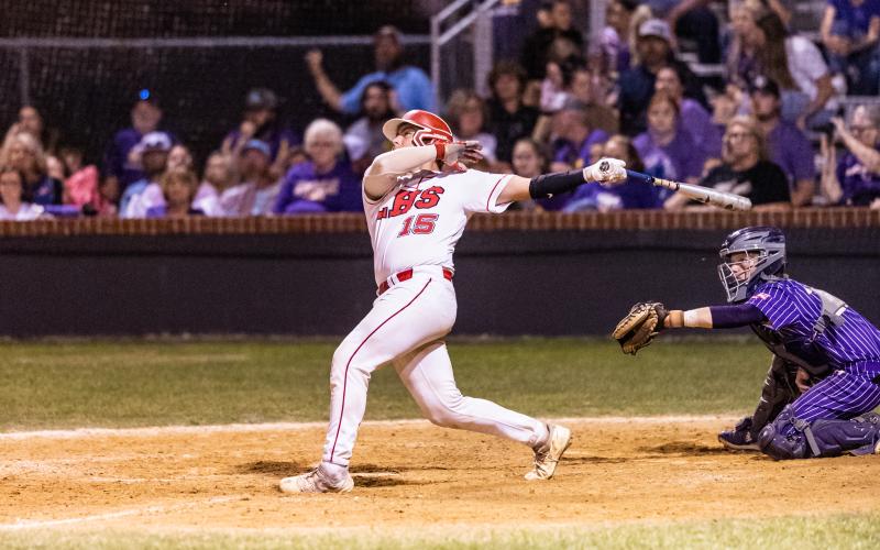 Lafayette catcher Hunter Vann hits a home run against Union County during Saturday's Region 3-1A final. (JACK HOWDESHELL/Special to the Reporter)