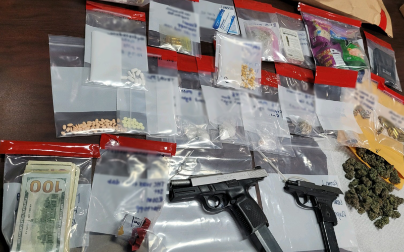 A search of a residence just north of Columbia High on Friday turned up a wide assortment of narcotics and two firearms. (COURTESY COLUMBIA COUNTY SHERIFF'S OFFICE)