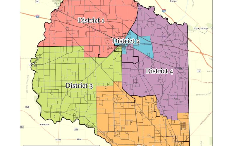 The Suwannee County Commission approved a new redistricting map for the county, the first time the lines have been redrawn in 30 years. (COURTESY)