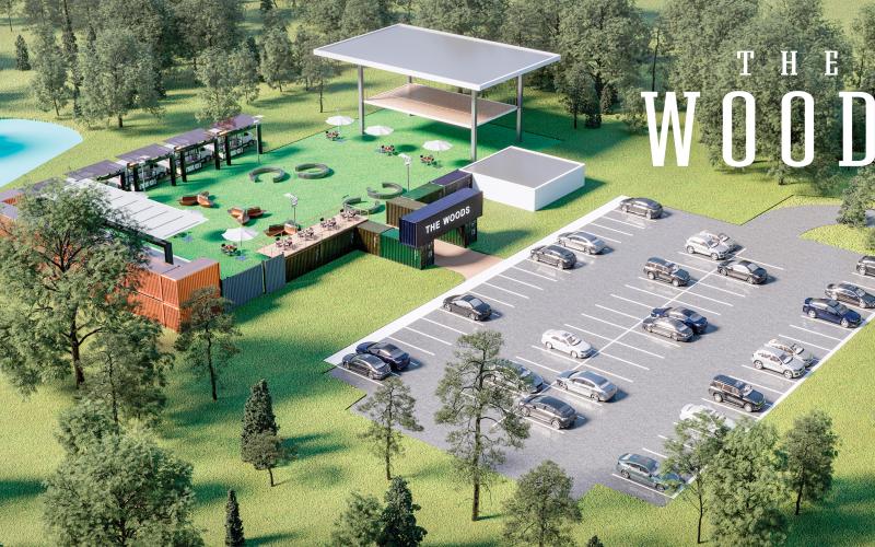 ‘The Woods,’ a food truck container park, is planned for State Road 247 just southwest of the Interstate 75 overpass in Lake City. The venue will also feature two restaurants, a game room, a bar and a two-story pavilion. (COURTESY)