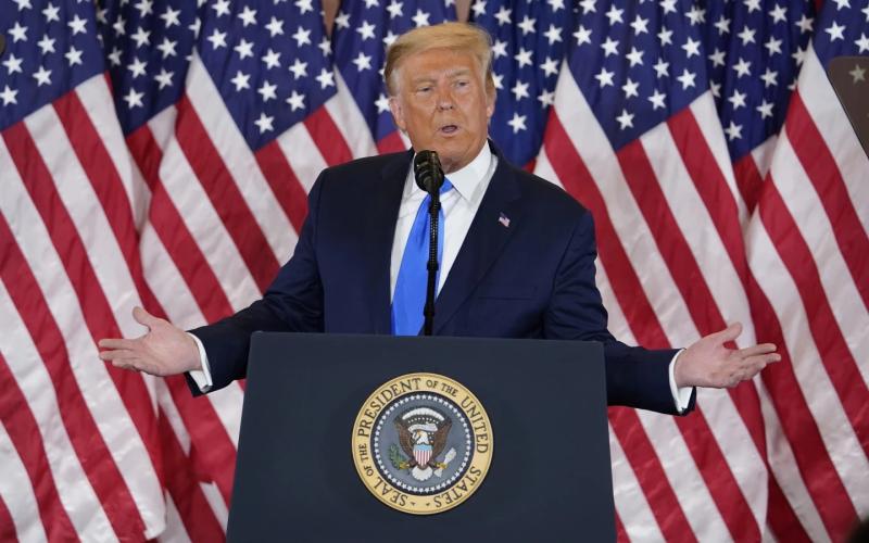 President Donald Trump speaks in the East Room of the White House on Nov. 4, 2020, in Washington. (AP File)