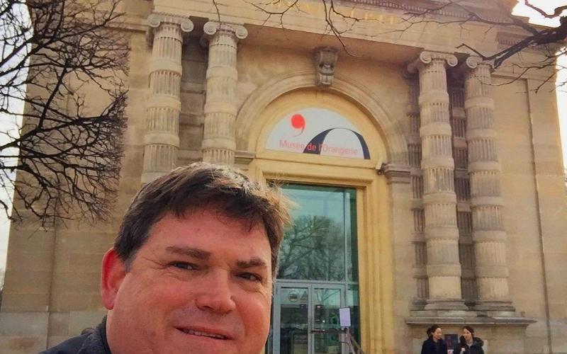 Rory Penland, a Lake City native, stands in front of ‘The Orangerie’ (Musee de l’Orangerie in Paris, France, in March 2018. Penland’s Iconic Art Project exhibit, featuring replicas of some of the most famous art pieces in history, will be on display at the Gateway Art Gallery later this month. (COURTESY)