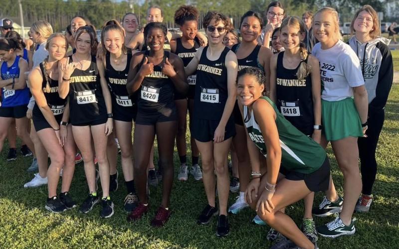 Suwannee’s girls cross country team placed second at the Clay County Cross Country Invitational on Saturday. (COURTESY)