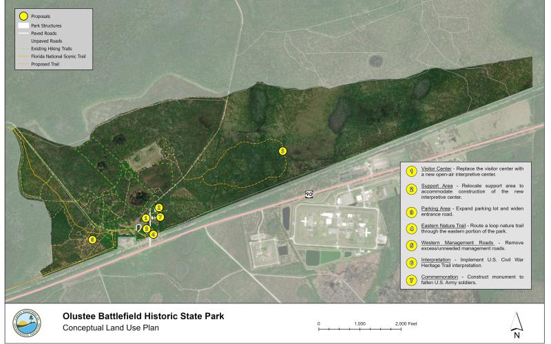The Florida Department of Environmental Protection Division of Recreation and Parks plans to make improvements at Olustee Battlefield Historic State Park, including replacing the current museum with an interpretive center as well as implement a Civil War Heritage Trail interpretation. (COURTESY)