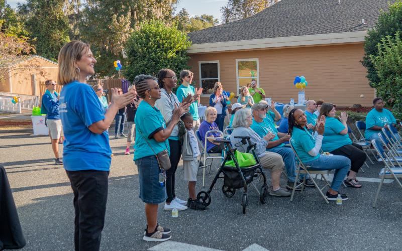 Columbia County Senior Services supports cheer during last year’s ‘Walk a Mile in My Shoes’ fundraiser. (COURTESY)