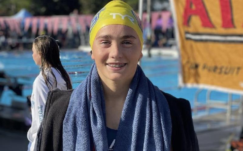Columbia swimmer Casey Fair at Tuesday’s Region 1-3A meet. (COURTESY)