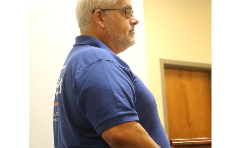 Brian Beard with the U.S. Small Business Administration speaks about about the agency’s disaster loans Tuesday. (JAMIE WACHTER/Lake City Reporter)