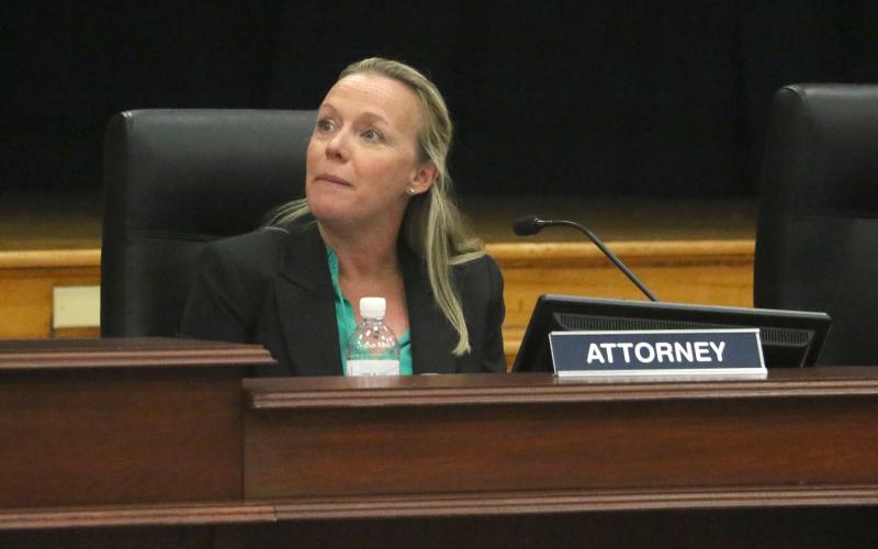 Columbia County School Board Attorney Megan Logan provided the board an update on potential litigation against Pro Sports Consulting Group LLC. (MORGAN MCMULLEN/Lake City Reporter)
