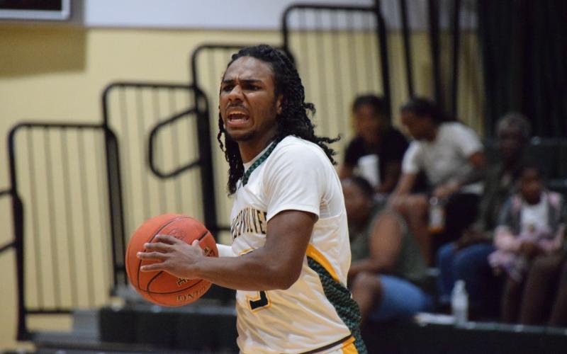 FGC guard Amayoa'ah Phillips calls out a play against Enterprise State CC on Nov. 9. (COURTESY OF FGC)