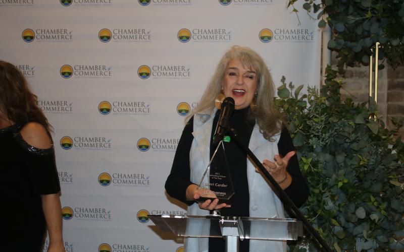 Sheri Carder, a volunteer with the Gateway Art Gallery, was named the Outstanding Citizen of the Year at the Busincess Excellence Awards Tuesday night. (TONY BRITT/Lake City Reporter)