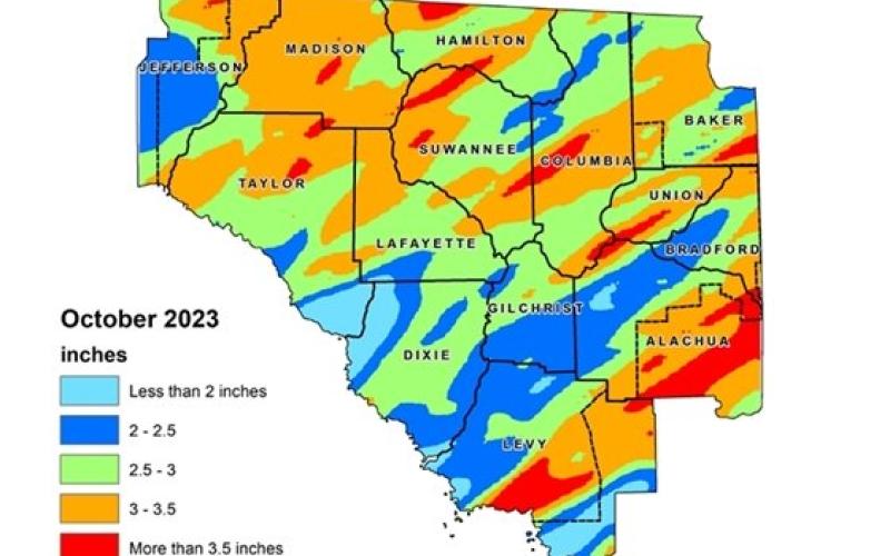 The average rainfall across the Suwannee River Water Management District in October was right on the historical average for North Florida. (COURTESY)