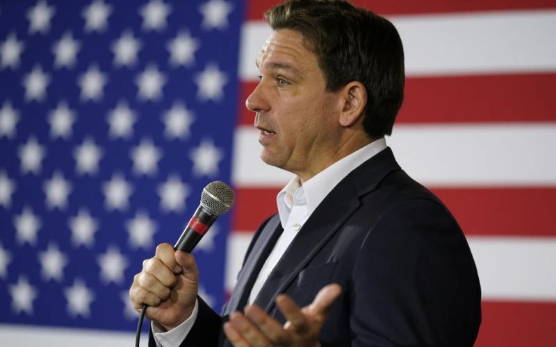 Republican presidential candidate Florida Gov. Ron DeSantis speaks during a meet and greet on Dec. 7 in Cedar Rapids, Iowa. (CHARLIE NEIBERGALL/Associated Press)
