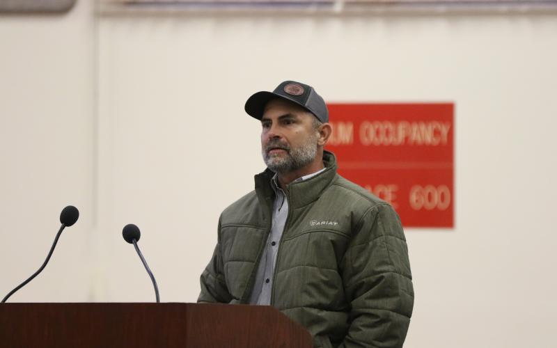 Anthony Davis, a Lake City Fire Department employee, told the Columbia County Commission on Thursday that it needed to improve emergency medical services in the county after researching the increase in delayed responses over the past few years. (MORGAN MCMULLEN/Lake City Reporter)