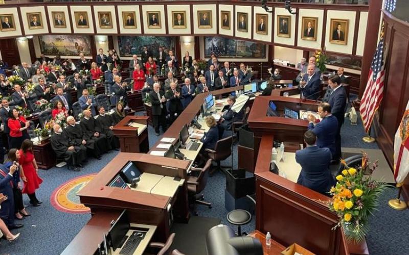Gov. Ron DeSantis, pictured delivering the State of the State address last year, will open the legislative session Tuesday with the annual address. (NEWS SERVICE OF FLORIDA FILE)
