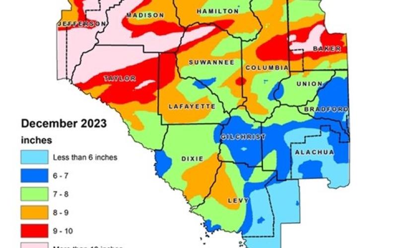 The Suwannee River Water Management District’s 15-county area received an abundance of rain in December. (COURTESY)