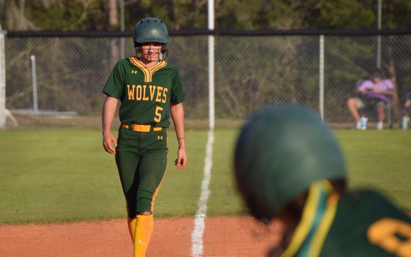 FGC's Mackenzie Peters takes a lead off third base against East Georgia State College on Feb. 3. (COURTESY OF FGC)