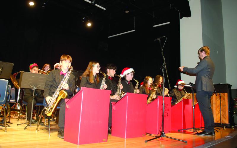 The Fort White High jazz band performs during its Christmas concert in December. The band is hosting the Fort White Musical Market on Saturday to raise funds for a trip to Walt Disney World. (FILE)