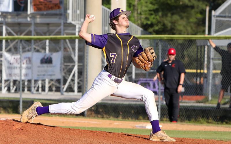 Columbia pitcher Bynton Edge pitches against Creekside on March 12. (BRENT KUYKENDALL/Lake City Reporter)