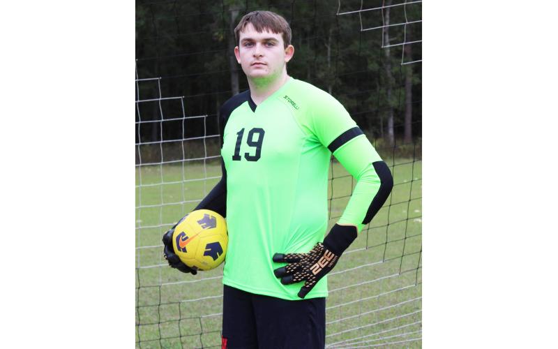 Fort White goalkeeper Colt Patterson is the LCR’s Boys Soccer Player of the Year. (HOLLY MALCOLM/Special to the Reporter)