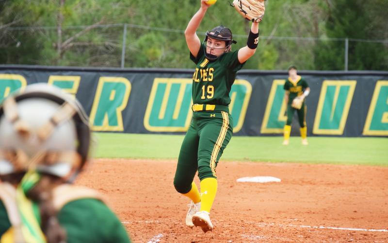 FGC pitcher Alexandra Messina winds up to pitch against Lake-Sumter State College on Friday. (COURTESY OF FGC)