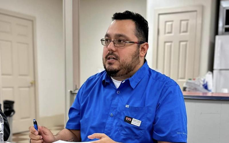 Suwannee Valley Unsolved Executive Director Jason Futch speaks during the non-profit organization’s board meeting in January.  (COURTESY)