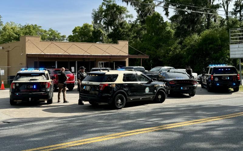 State agents shut down two illegal gambling houses in White Springs, including the Social Center, on Wednesday after executing search warrants. Five people were arrested. (COURTESY)