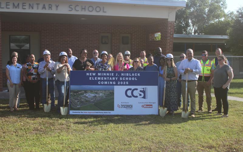 Columbia County School District officials along with representatives from Gilbane Building Company and Zysovich, the architecture firm in charge of the design of the new Niblack Elementary School, held a groundbreaking ceremony Tuesday morning at the school. (JAMIE WACHTER/Lake City Reporter)