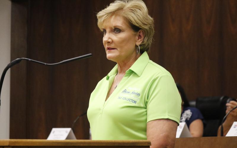 Sharon Jordan, Suwannee County's tax collector, said getting a larger facility for her office is an 'immediate future goal' during Monday's meet the candidates forum. (JAMIE WACHTER/Lake City Reporter)