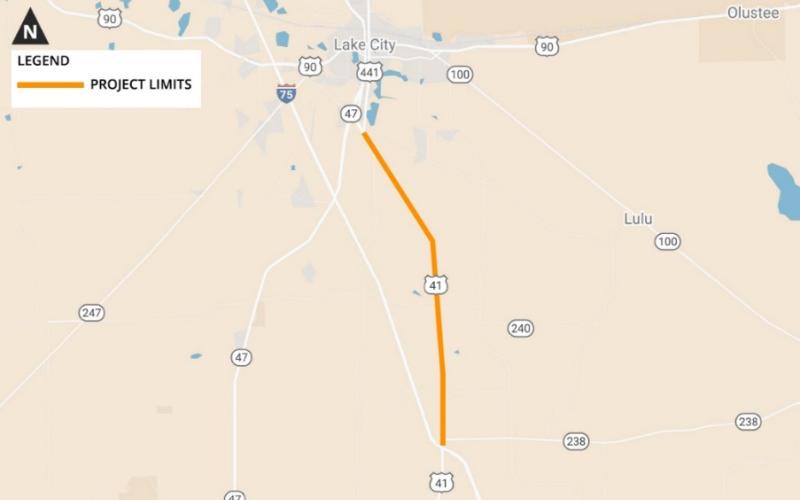 U.S. Highway 41 between Interstate 75 in Ellisville and County Road 252 south of Columbia High is undergoing resurfacing. The project is underway, according to the Florida Department of Transportation. (COURTESY)