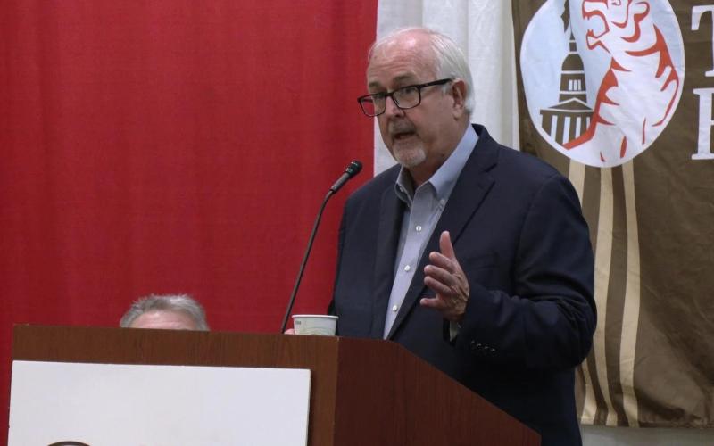 Former state and federal emergency-management chief Craig Fugate speaks Tuesday in Tallahassee. (MIKE EXLINE/News Service of Florida)