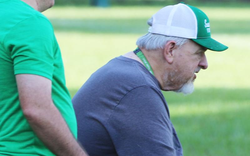 Suwannee consultant Mike Pittman looks on during Monday’s practice. (JAMIE WACHTER/Lake City Reporter)