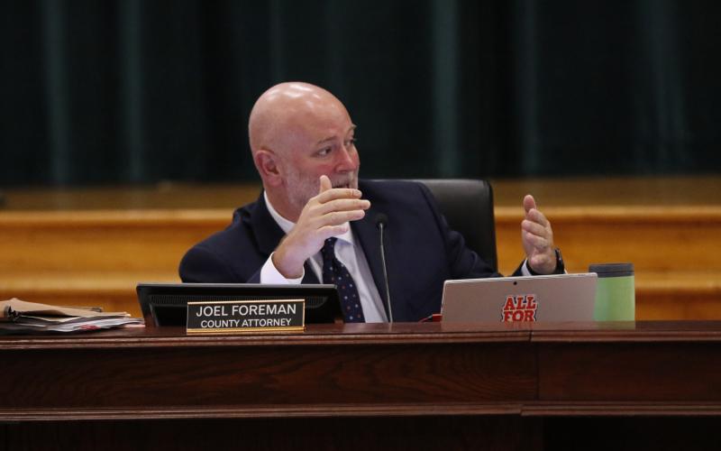 Columbia County Attorney Joel Foreman said the commissioners would need to use a joint meeting with the Lake Shore Hospital Authority to get a better understanding of what taking over its assets would mean if the authority was dissolved. (JAMIE WACHTER/Lake City Reporter)