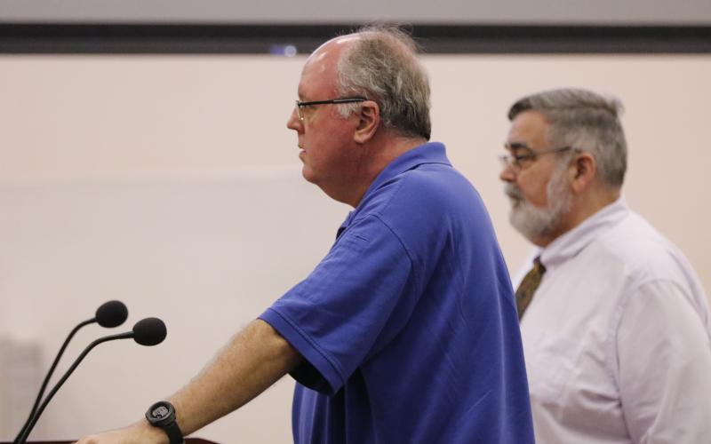 Shayne Morgan, Columbia County’s emergency management director, said he’d like to work with the commissioners on identifying potentialsupply distribution sites within each district for future storm events. (JAMIE WACHTER/Lake City Reporter)