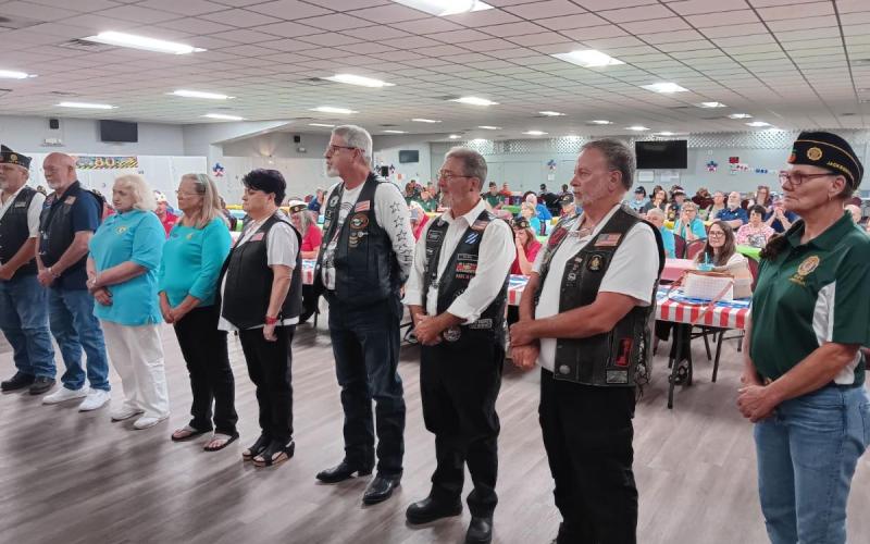 Members of the American Legion Post 57 Legion Riders are installed as officers during a ceremony on Saturday. (COURTESY)