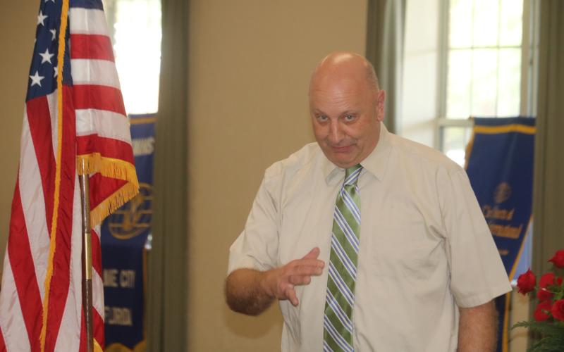 Florida Gateway College President Larry Barrett told the Lake City Kiwanis Club on Tuesday about the college’s growth, including the addition of a new bachelor’s degree program. (TONY BRITT/Lake City Reporter)