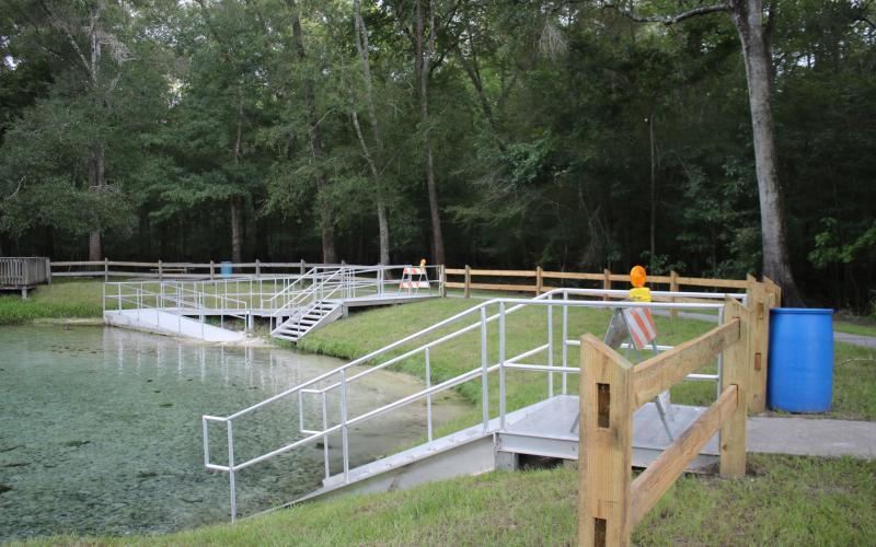 Rum Island Park, pictured as it was set to open in 2020 following bank restoration work, is in need of repairs for that work following vandalism and high water. The Suwannee River Water Management District approved funding for that project Tuesday. (FILE)