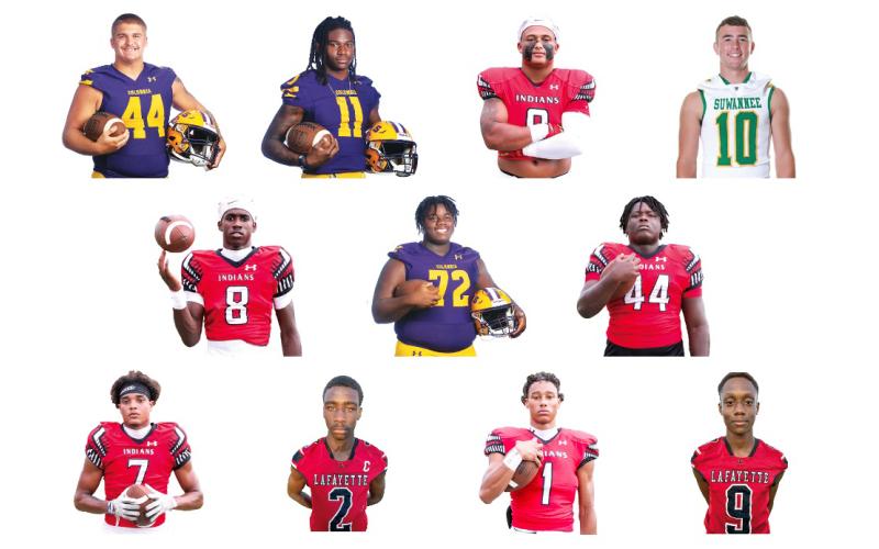 TOP ROW: CHS DL Caden Bolstein, CHS LB/S Da’jon Brown, FWHS LB Lecosta Byrd and SHS WR/DB Koy Frier; MIDDLE ROW: FWHS QB Jayden Jackson, CHS OL Chase Johnson and FWHS DL Jaden McCray; BOTTOM ROW: FWHS WR Tafari Moe, LHS WR/DB Jordan Murphy, FWHS WR Mike Peterson Jr. and LHS QB/DB Tywan Williamson. (CHS photos by Jen Chasteen; FWHS photos by Brent Kuykendall; SHS photos by Tammy Johns; LHS photos by Marcus Edwards)