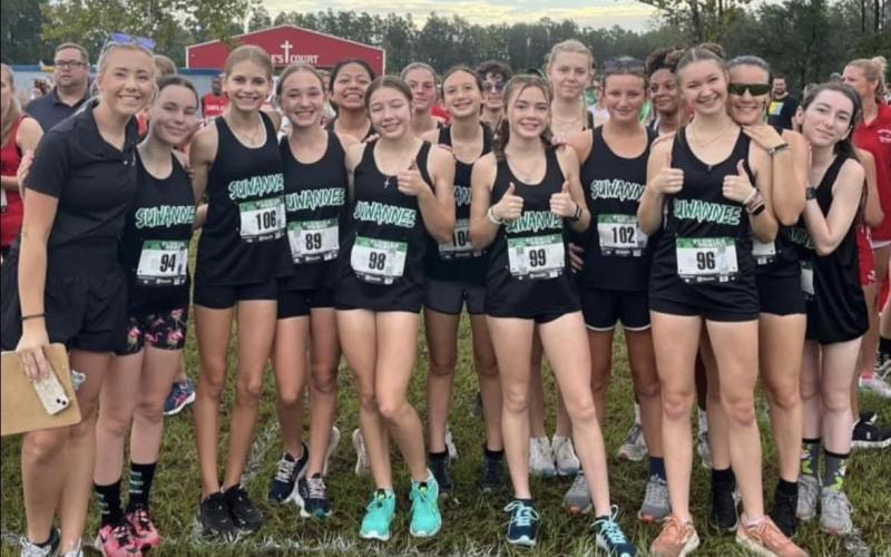 The Suwannee girls cross country team won the Clay County Invitational on Saturday. (COURTESY)