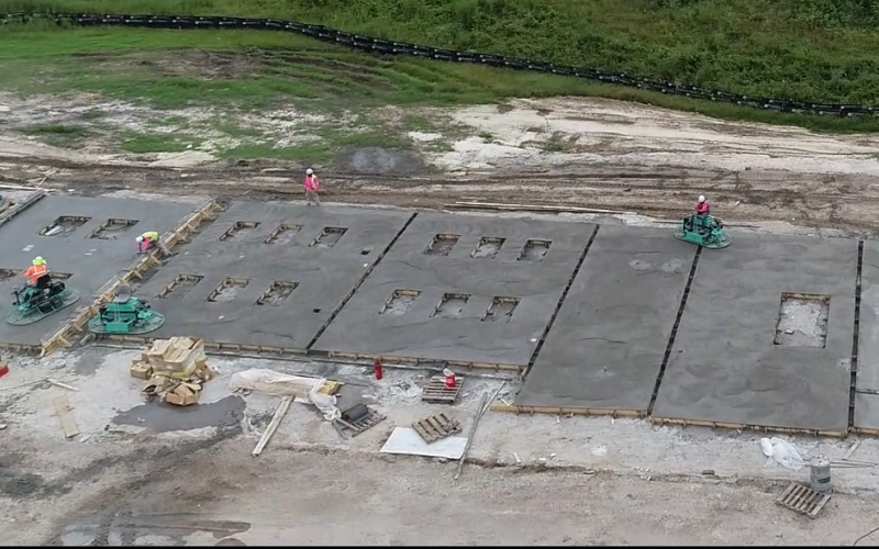 Construction workers form walls out of concrete to Niblack Elementary School in forms at the site. The walls will be lifted into place in early October. (COURTESY COLUMBIA COUNTY SCHOOLS)