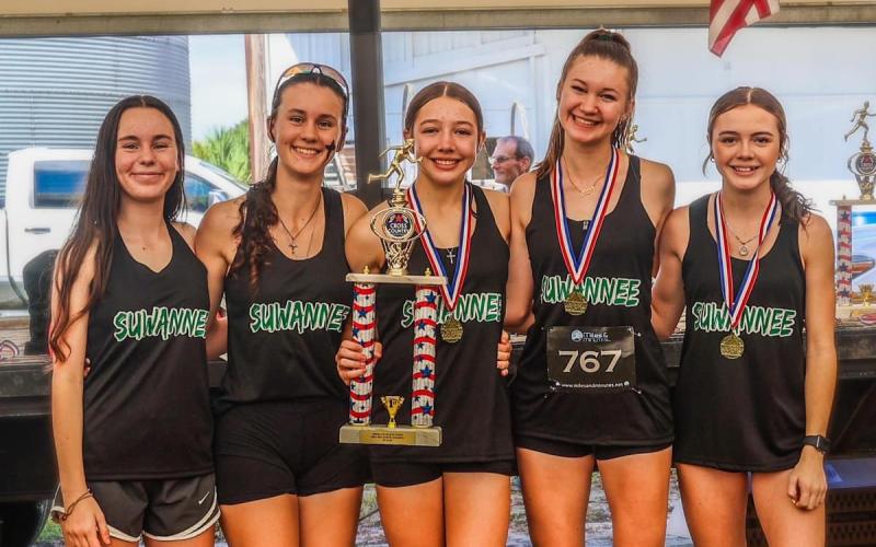 The Suwannee girls cross country team won the Wakulla XC Meet at 3Y Ranch on Saturday. (COURTESY)