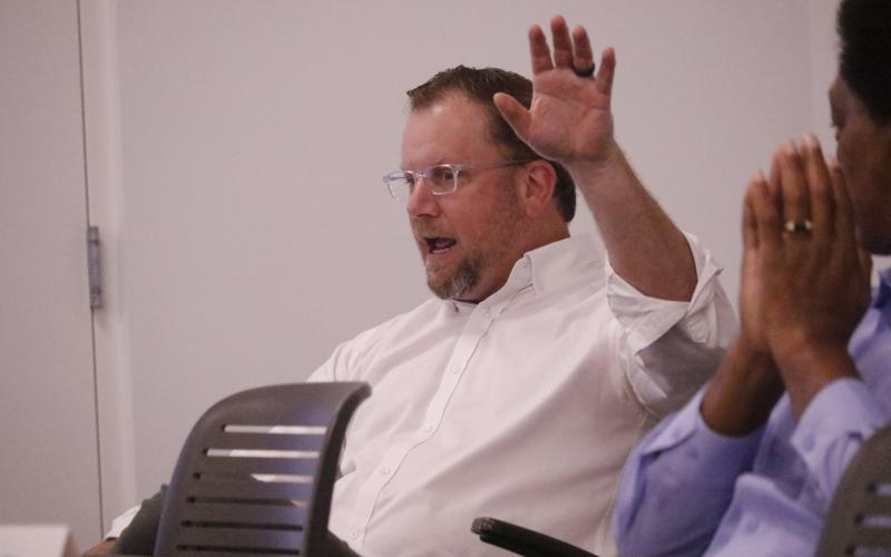 TDC Board Member Chris Candler said Wednesday the county needs to consider the regional storm shelter coming to Suwannee County and how it may also be utilized for indoor sporting events. (JAMIE WACHTER/Lake City Reporter)