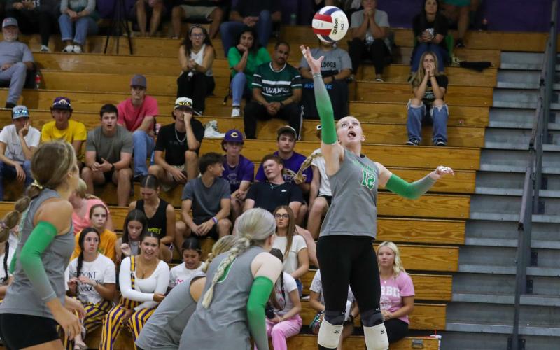 Suwannee volleyball player Jordyn Chandler returns a shot against Columbia on Sept. 3. (BRENT KUYKENDALL/Lake City Reporter)