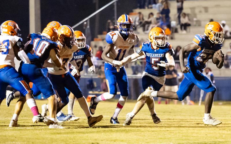 Branford running back Ollie James (22) bursts into the open field for a big run against Hamilton County last Friday. (JACK HOWDESHELL/Lake City Reporter)