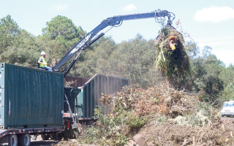 Debris is unloaded at the Columbia County Public Works yard last September following Hurricane Idalia. (FILE)