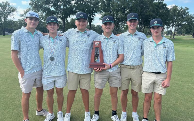 The Suwannee boys golf team placed second at the District 2-2A tournament on Monday to qualify for regionals. (COURTESY)