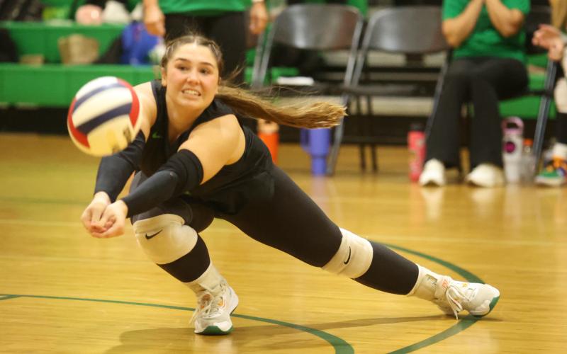 Suwannee libero Calinn Daniel tries to save a shot against Wakulla in the District 2-4A championship on Oct. 17. (PAUL BUCHANAN/Lake City Reporter)