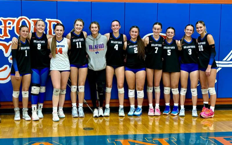 Branford’s volleyball team topped Lafayette in four sets on Friday. (COURTESY)