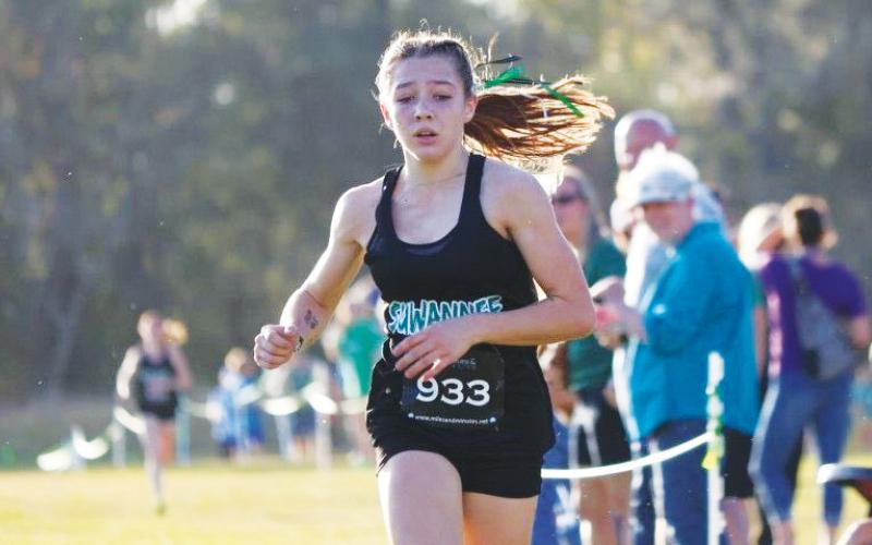 Suwannee runner Olivia Hermanson won the girls race at the Suwannee Invitational on Tuesday with a time of 2:20.30. (COURTESY)